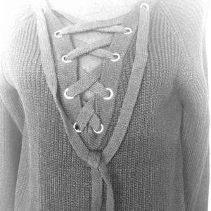 Black lace up sweater